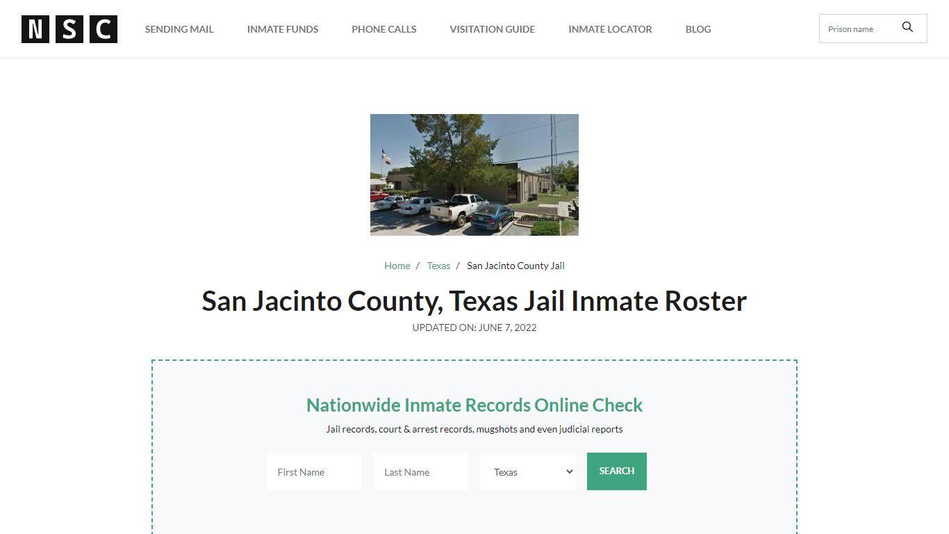 San Jacinto County, Texas Jail Inmate Roster